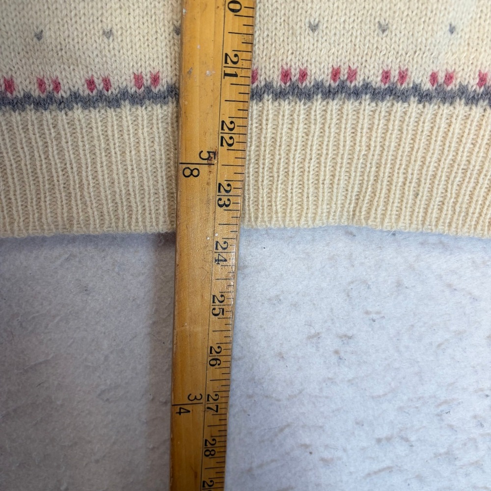 Woolrich Sweater Womens Medium Cream Duck Fair Isle Wool Henley Long Sleeve - Picture 5 of 5